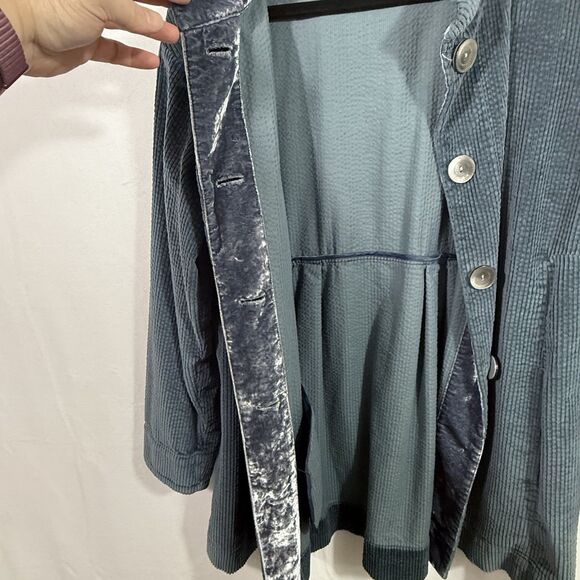 J.Jill Blue Corduroy Boyfriend Chore Jacket Shacket Coatigan Size L Pockets - Picture 8 of 12